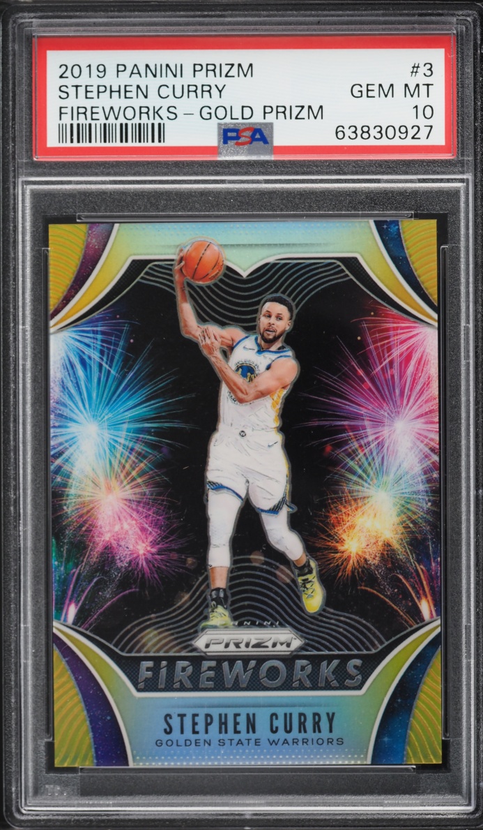 2019 Panini Prizm Fireworks Gold Stephen Curry /10 #3 PSA 10 GEM MINT