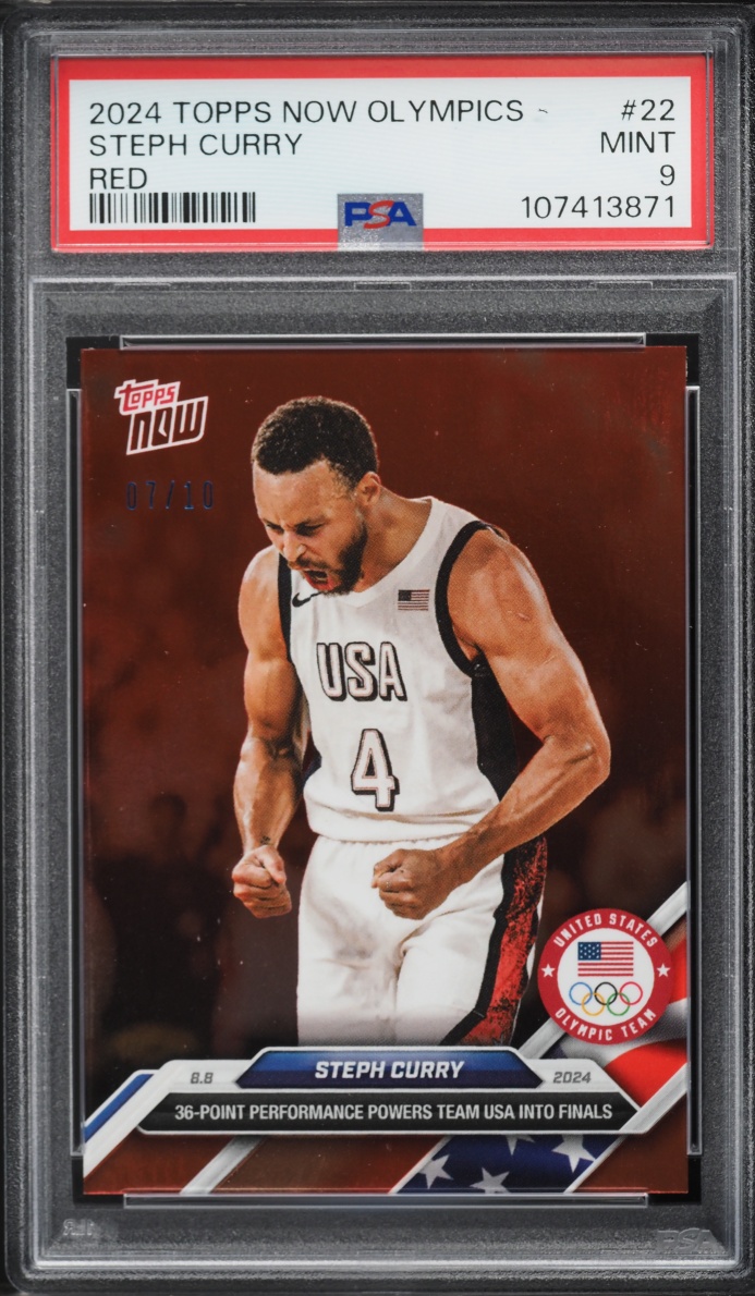 2024 Topps Now Olympic Games Red Steph Curry /10 #22 PSA 9 MINT
