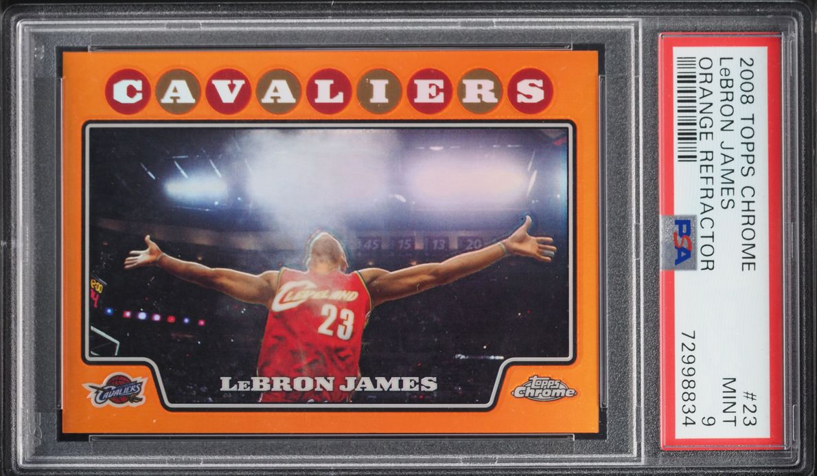 2008 Topps Chrome Orange Refractor LeBron James /499 #23 PSA 9 MINT