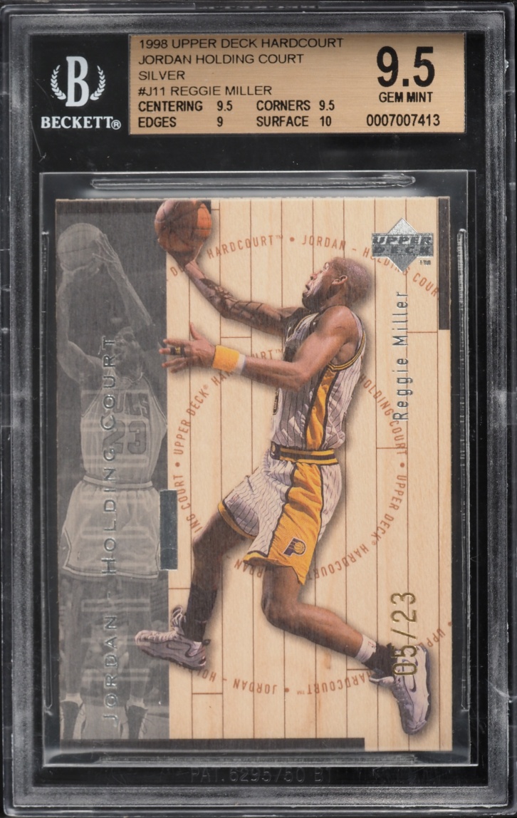 1998 Upper Deck Hardcourt Jordan Holding Court Silver Reggie Miller /23 #J11 BGS 9.5 GEM MINT