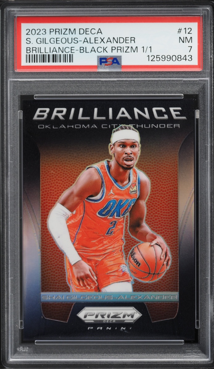 2023 Panini Prizm Deca Brilliance Black Prizm Shai Gilgeous-Alexander 1/1 #12 PSA 7 NRMT