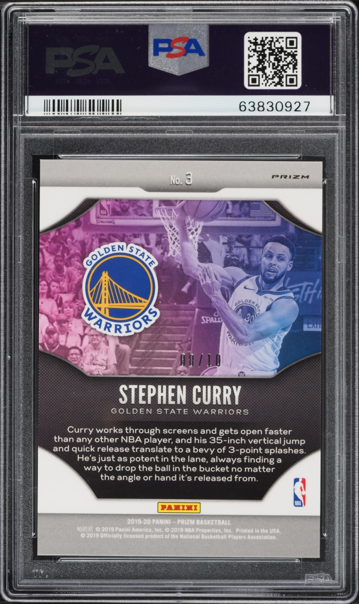 2019 Panini Prizm Fireworks Gold Stephen Curry /10 #3 PSA 10 GEM MINT