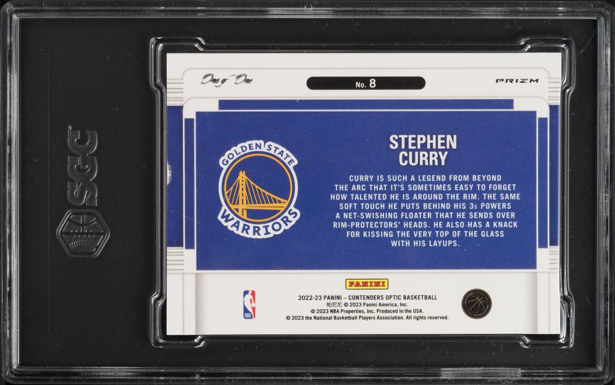 2022 Panini Contenders Optic Suite Shots Gold Vinyl Prizm Stephen Curry 1/1 #8 SGC 7 NRMT