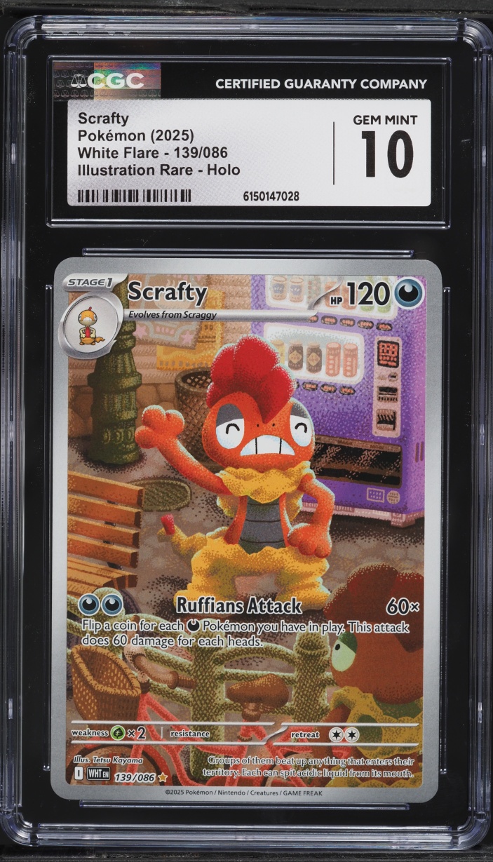2025 Pokemon Scarlet & Violet White Flare IR Scrafty #139 CGC 10 GEM MINT