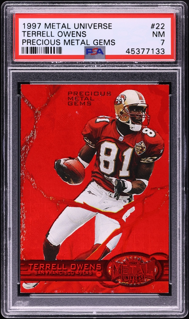 1997 Metal Universe Precious Metal Gems PMG Red Terrell Owens /150 #22 PSA 7 NRMT