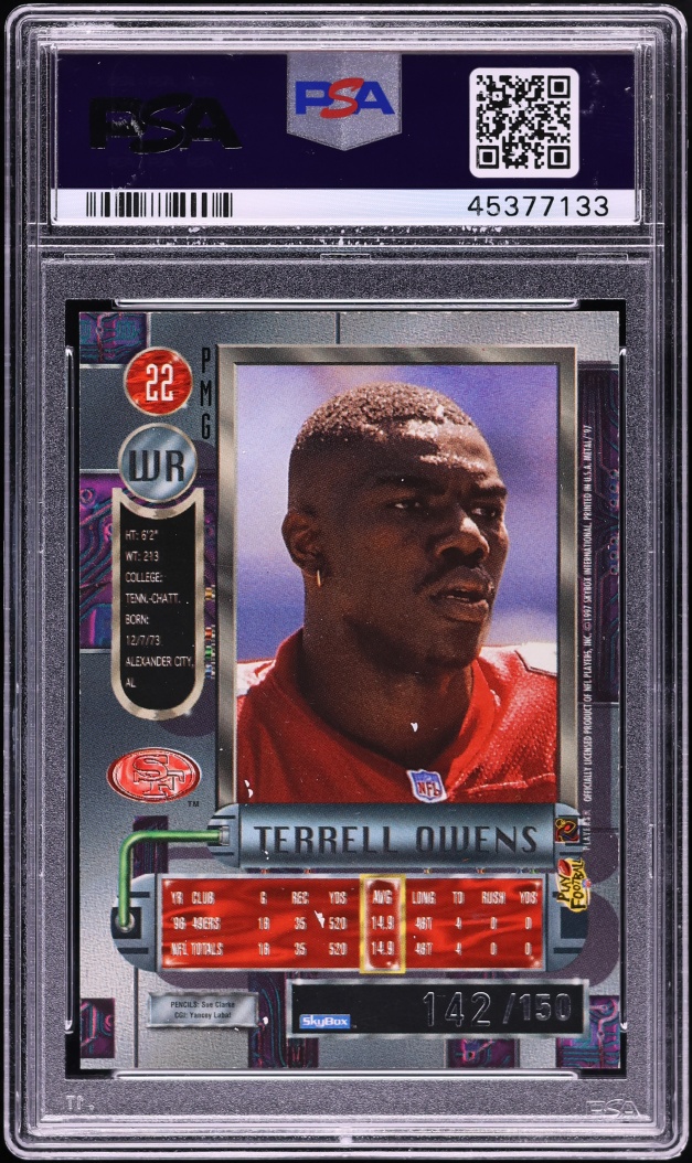 1997 Metal Universe Precious Metal Gems PMG Red Terrell Owens /150 #22 PSA 7 NRMT - Photo 2