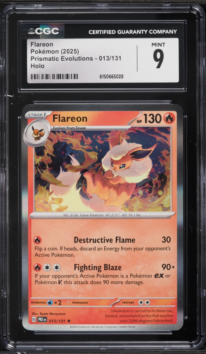 2025 Pokemon Scarlet & Violet Prismatic Evolutions Holo Flareon #13 CGC 9 MINT