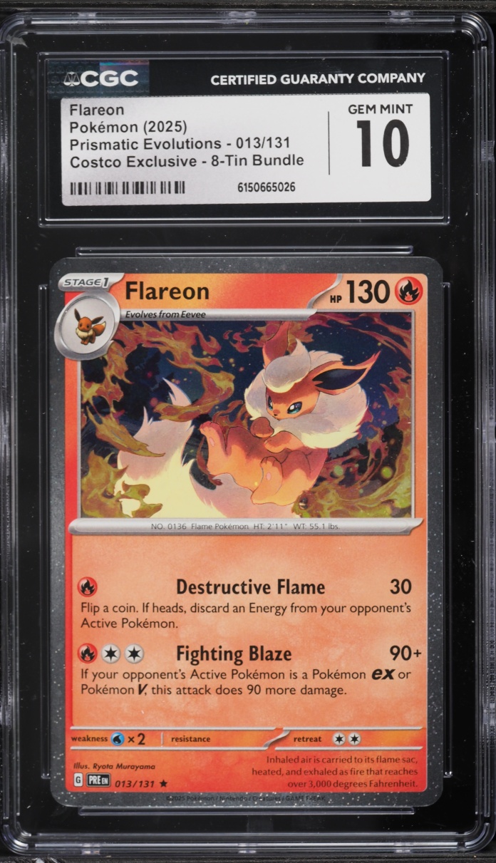 2025 Pokemon SV Prismatic Evolutions Costco Exclusive Holo Flareon #13 CGC 10 GEM MINT