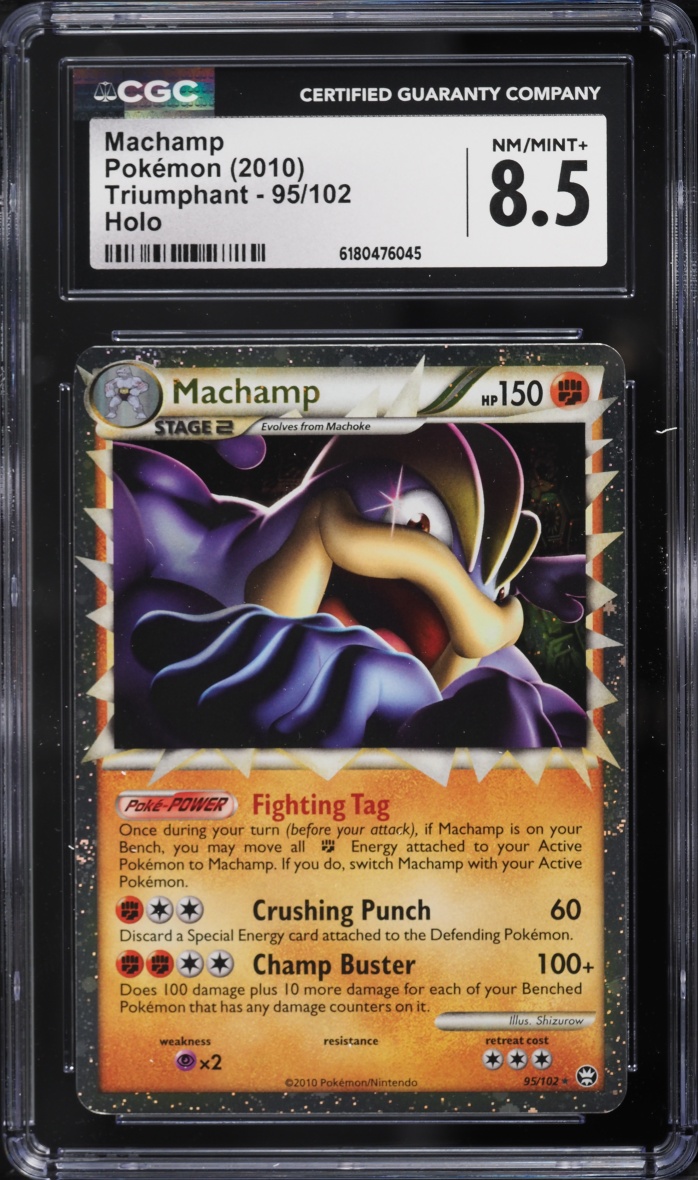 2010 Pokemon HeartGold & SoulSilver Triumphant Holo Machamp #95 CGC 8.5 NM-MT+