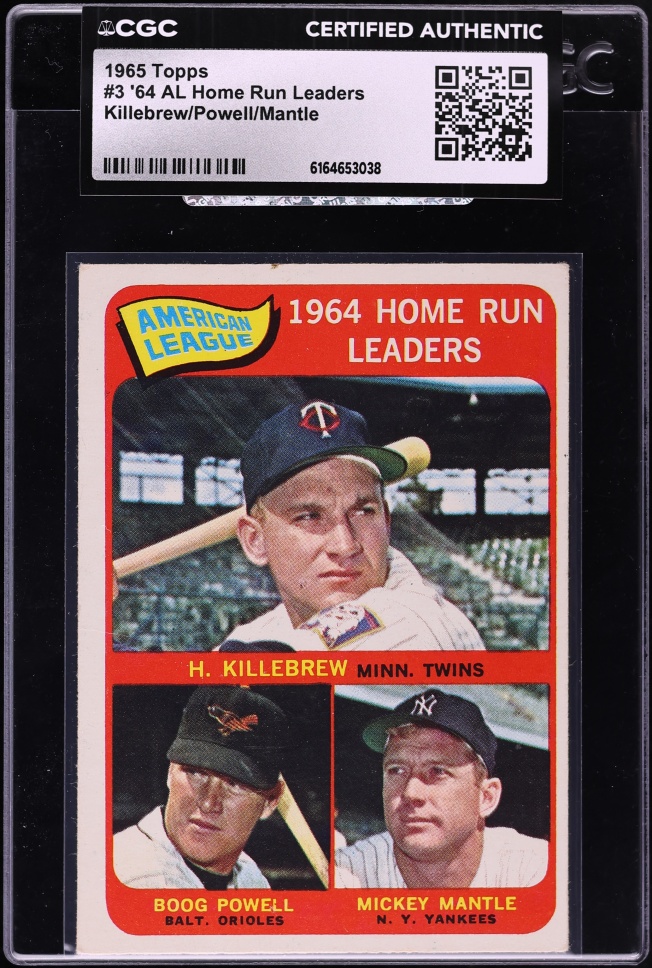 1965 Topps Harmon Killebrew Powell Mickey Mantle AL HOME RUN LDRS #3 CGC AUTH