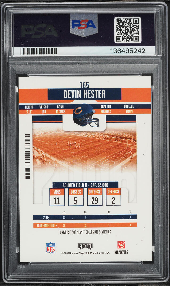 2006 Playoff Contenders Devin Hester ROOKIE AUTO #165 PSA 9 MINT