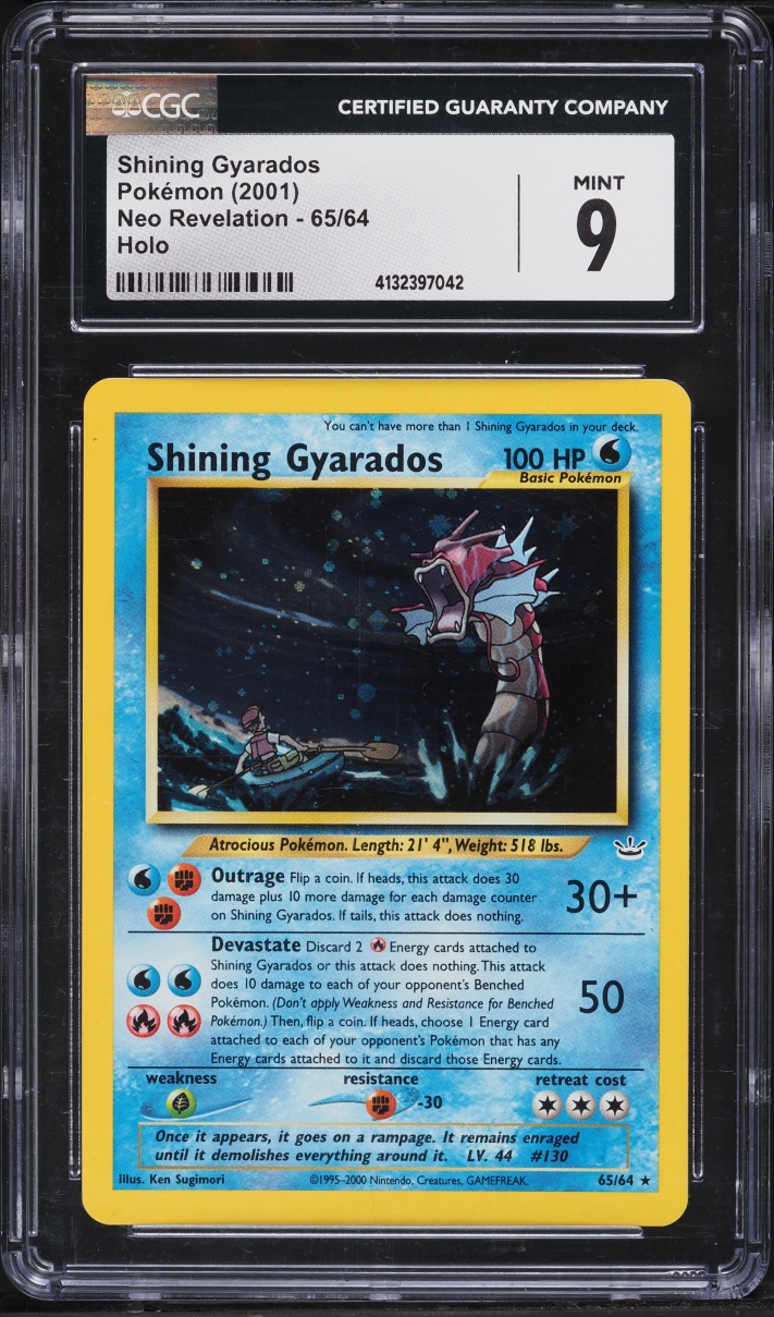 2001 Pokemon Neo Revelation Double Holo Shining Gyarados #65 CGC 9 MINT