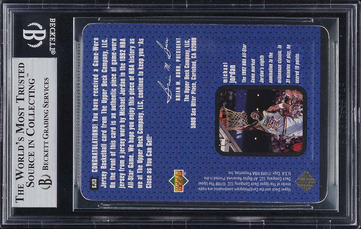 1997 Upper Deck Game Jersey Michael Jordan PATCH #GJ13 BGS 8.5 NM-MT+