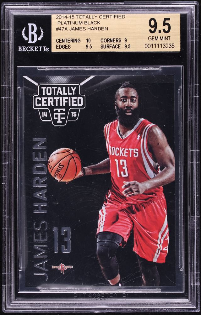 2014 Totally Certified Platinum Black James Harden 1/1 #47A BGS 9.5 GEM MINT - Photo 1