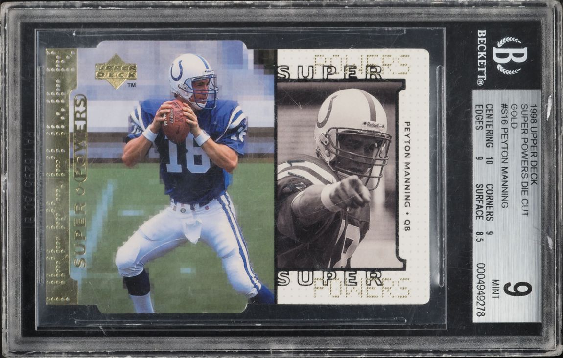 1998 Upper Deck Super Powers Gold Die-Cut Peyton Manning ROOKIE 1/1 #S16 BGS 9 MINT - Photo 1