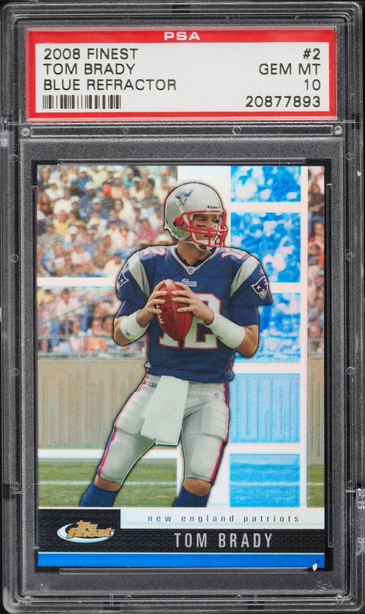 2008 Finest Blue Refractor Tom Brady #2 PSA 10 GEM MINT - Photo 1