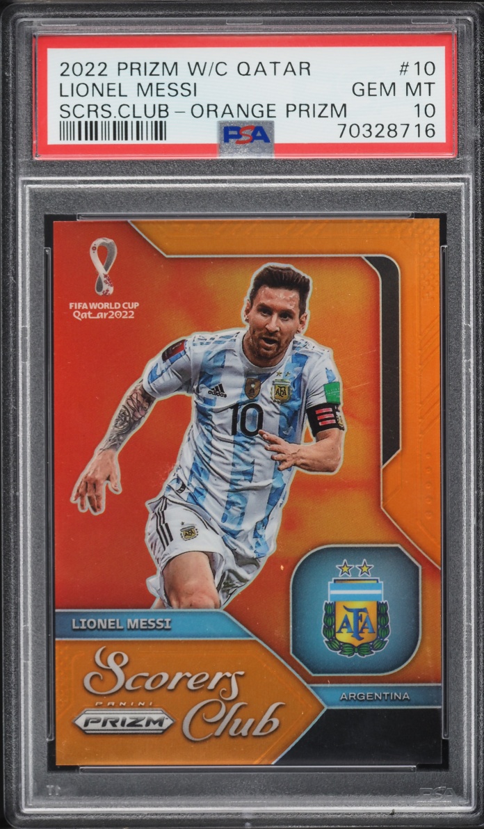 2022 Panini Prizm World Cup Qatar Scorers Club Orange Lionel Messi /25 #10 PSA 10 GEM MINT - Photo 1