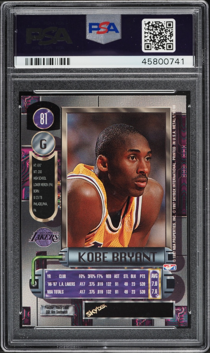1997 Metal Universe Kobe Bryant #81 PSA 10 GEM MINT - Photo 2
