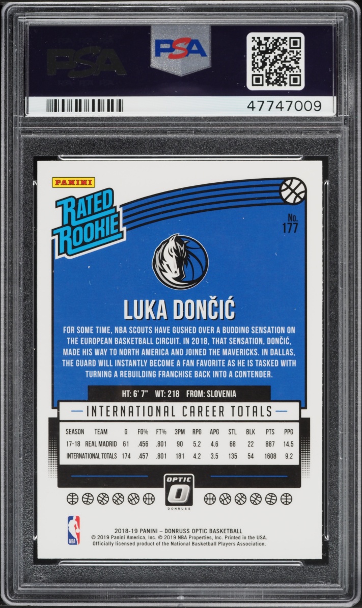 2018 Donruss Optic Luka Doncic ROOKIE #177 PSA 10 GEM MINT - Photo 2