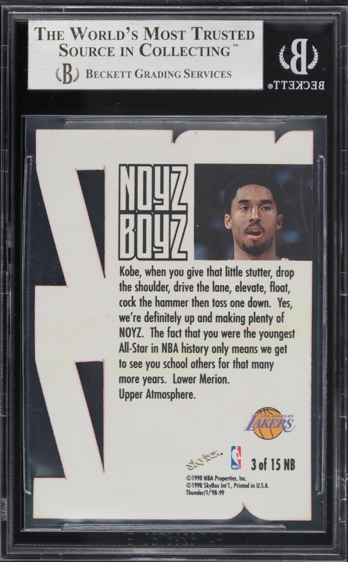 1998 Skybox Thunder Noyz Boyz Die-Cut Kobe Bryant #3 BGS 9 MINT - Photo 2