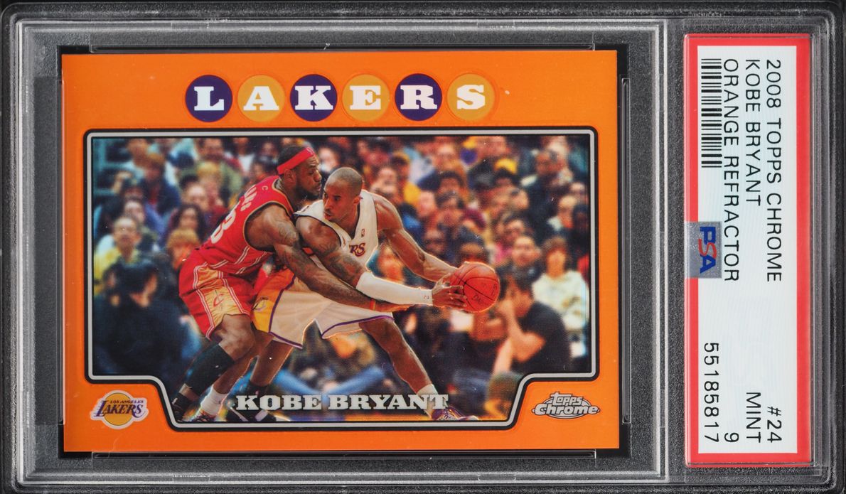 2008 Topps Chrome Orange Refractor Kobe Bryant w/ LeBron James /499 #24 PSA 9 MINT - Photo 1