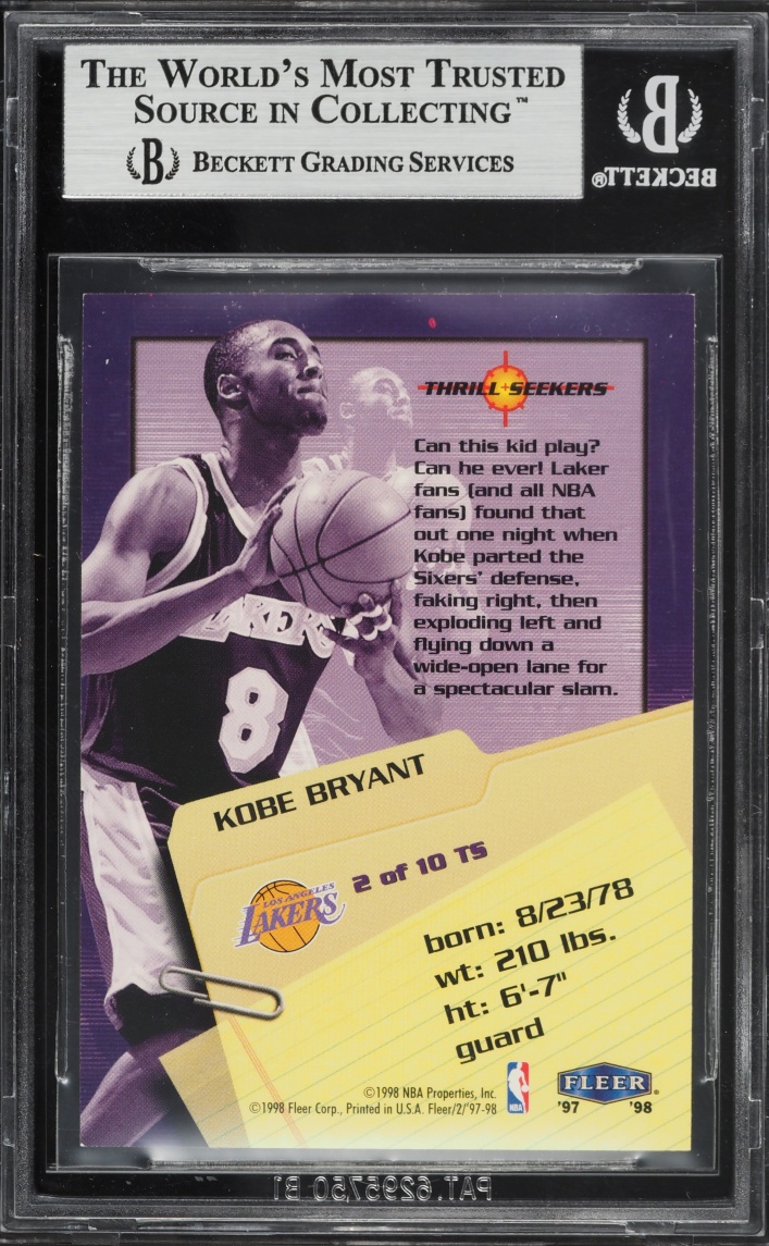 1997 Fleer Thrill Seekers Kobe Bryant #2 BGS 9 MINT - Photo 2