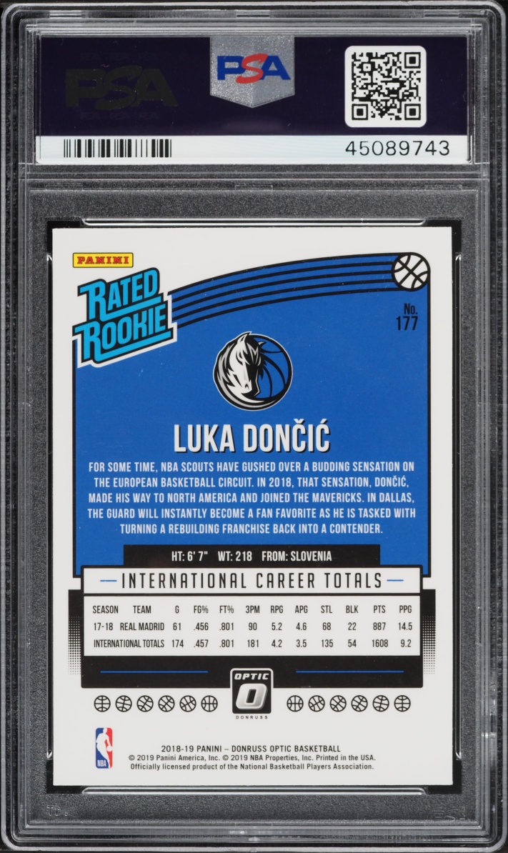 2018 Donruss Optic Luka Doncic ROOKIE #177 PSA 10 GEM MINT - Photo 2