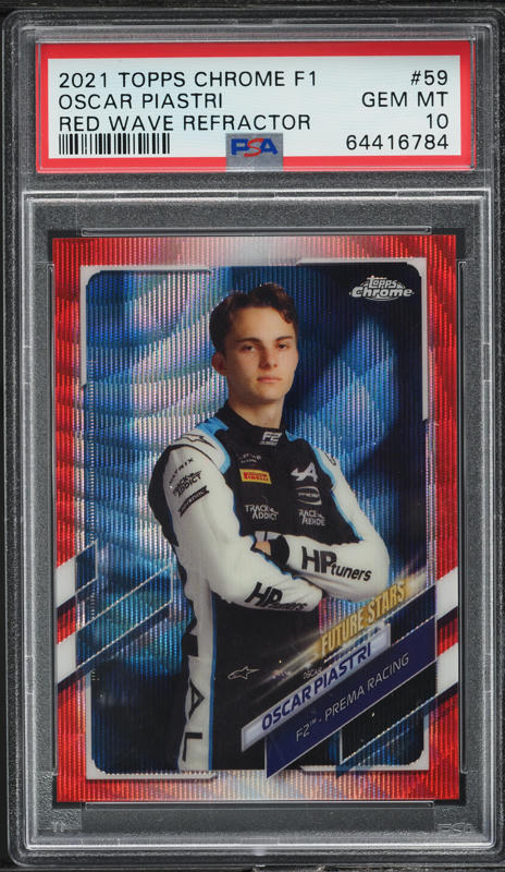 2021 Topps Chrome Formula 1 F1 Red Wave Refractor Oscar Piastri RC