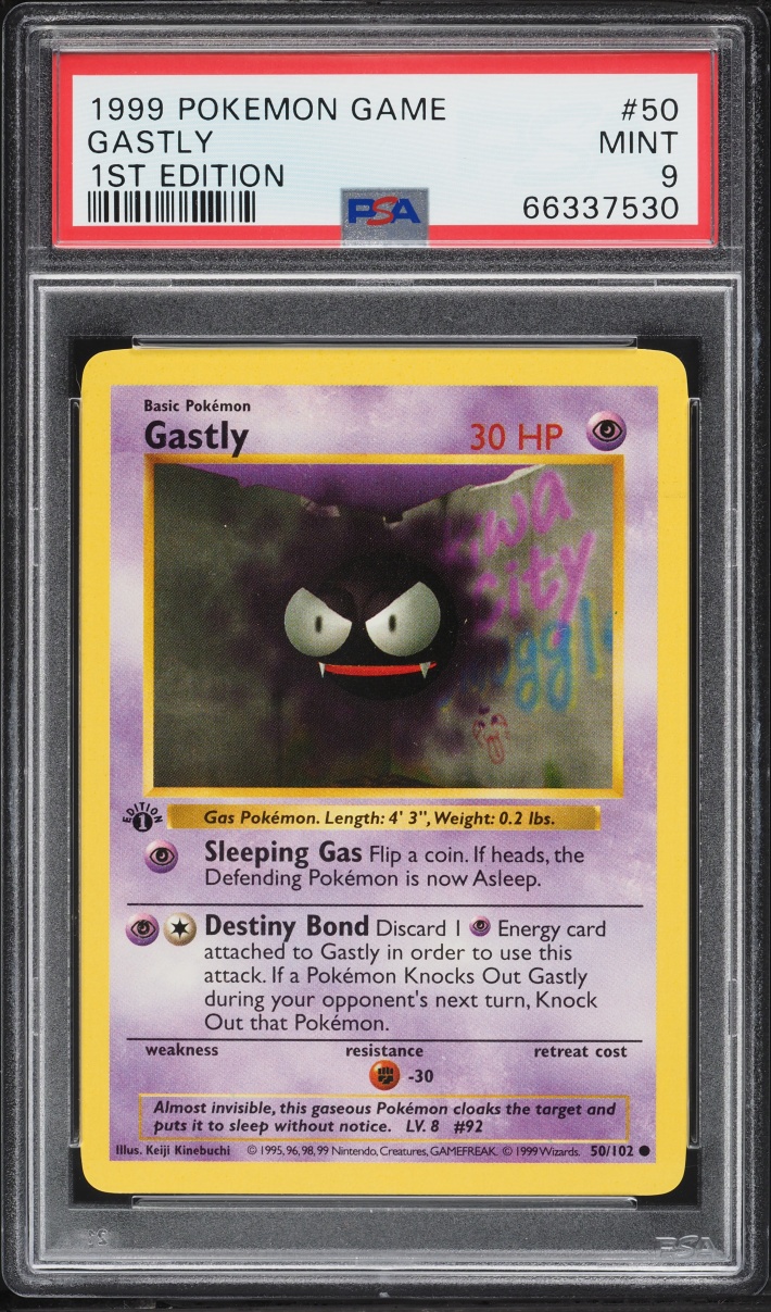 1999 Pokemon Base Set Shadowless 1st Edition Gastly #50 PSA 9 MINT