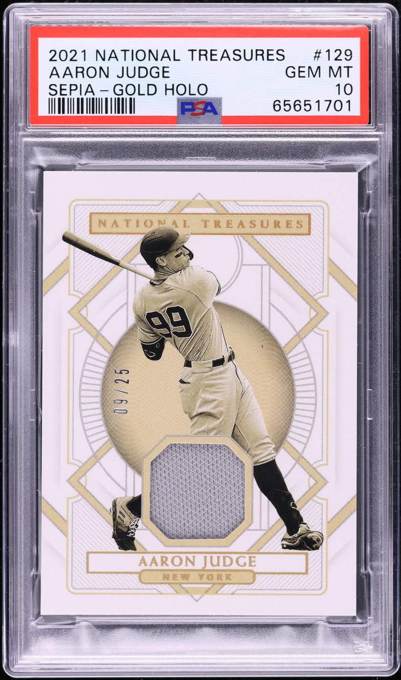 2021 National Treasures Gold Holo Aaron Judge PATCH /25 #129 PSA 10 GEM MINT