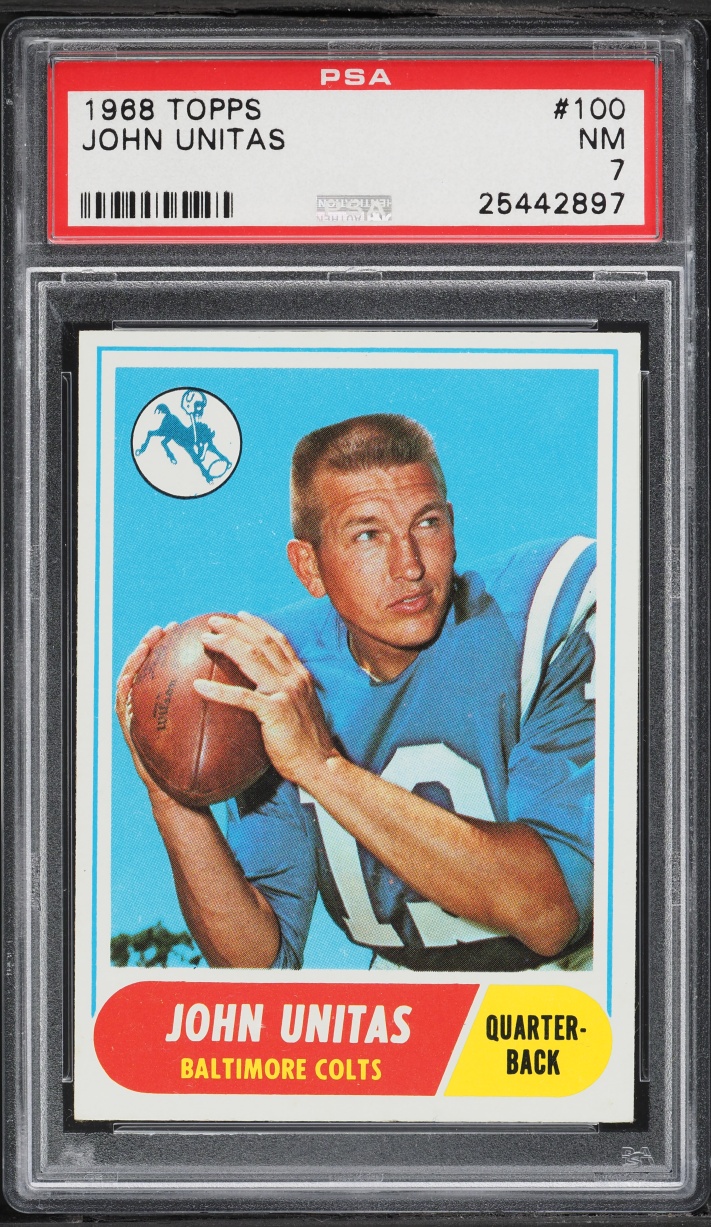 1968 Topps Football Johnny Unitas #100 PSA 7 NRMT