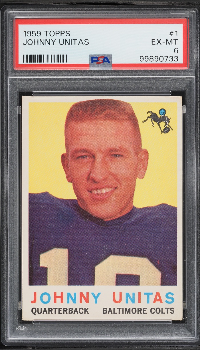 1959 Topps Football Johnny Unitas #1 PSA 6 EXMT