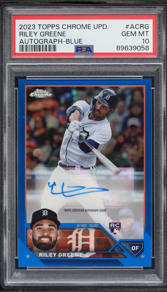 2023 Topps Chrome Update Blue Riley Greene ROOKIE AUTO /150 #AC-RG PSA 10 GEM MINT