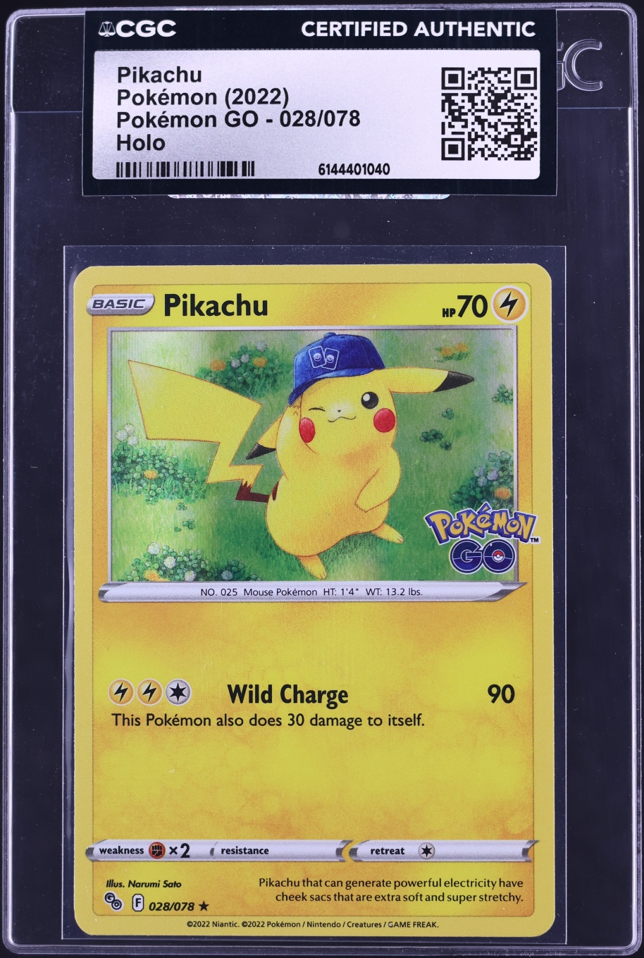2022 Pokemon Sword & Shield Pokemon GO Holo Pikachu #28 CGC AUTH