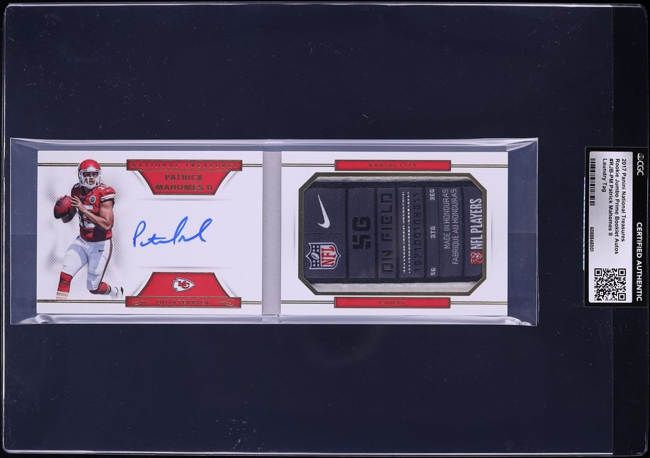 2017 National Treasures Prime Booklet Patrick Mahomes II ROOKIE TAG PATCH AUTO /5 CGC AUTH