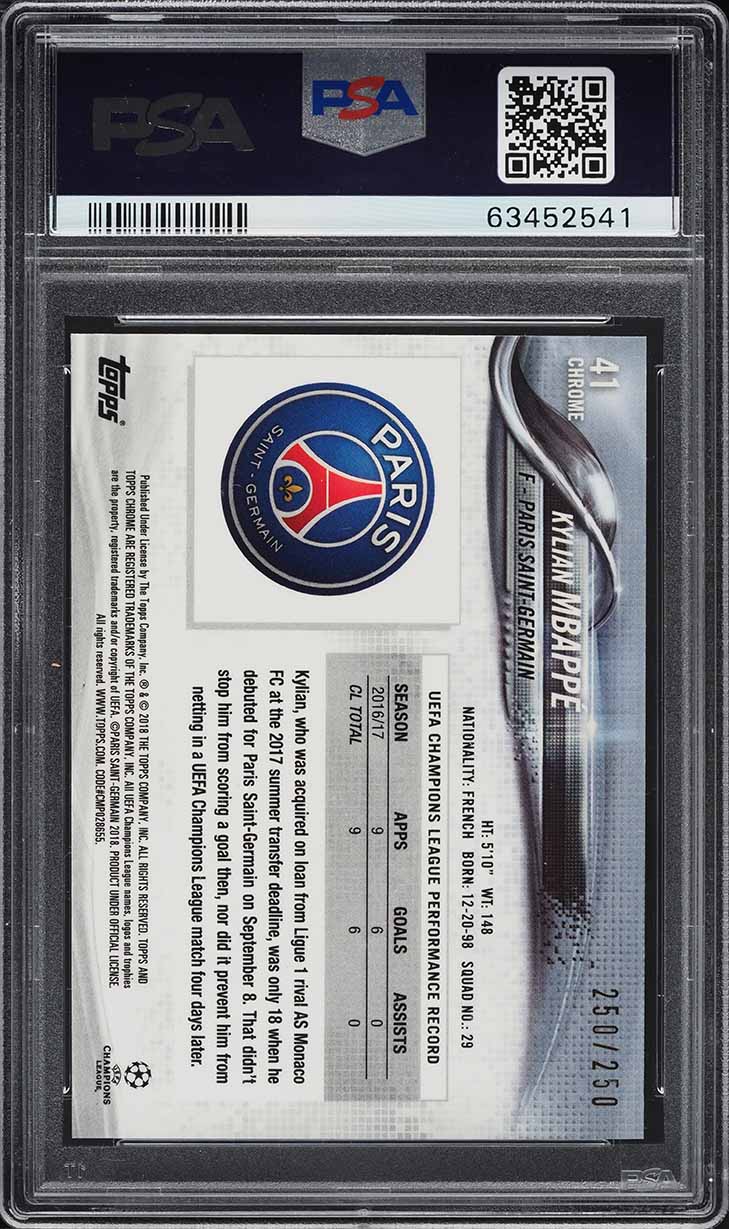 2017 Topps Chrome UEFA Purple Refractor Kylian Mbappe ROOKIE