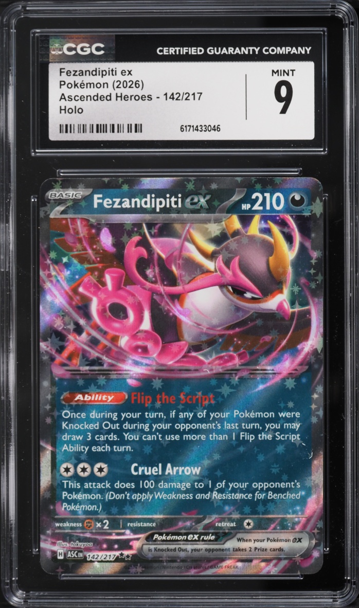 2026 Pokemon Mega Evolution Ascended Heroes Holo Fezandipiti Ex #142 CGC 9 MINT