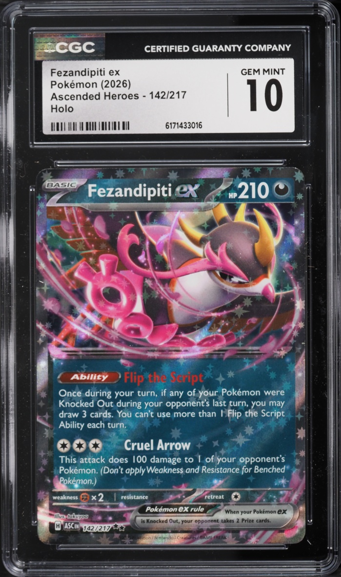 2026 Pokemon Mega Evolution Ascended Heroes Holo Fezandipiti Ex #142 CGC 10 GEM MINT