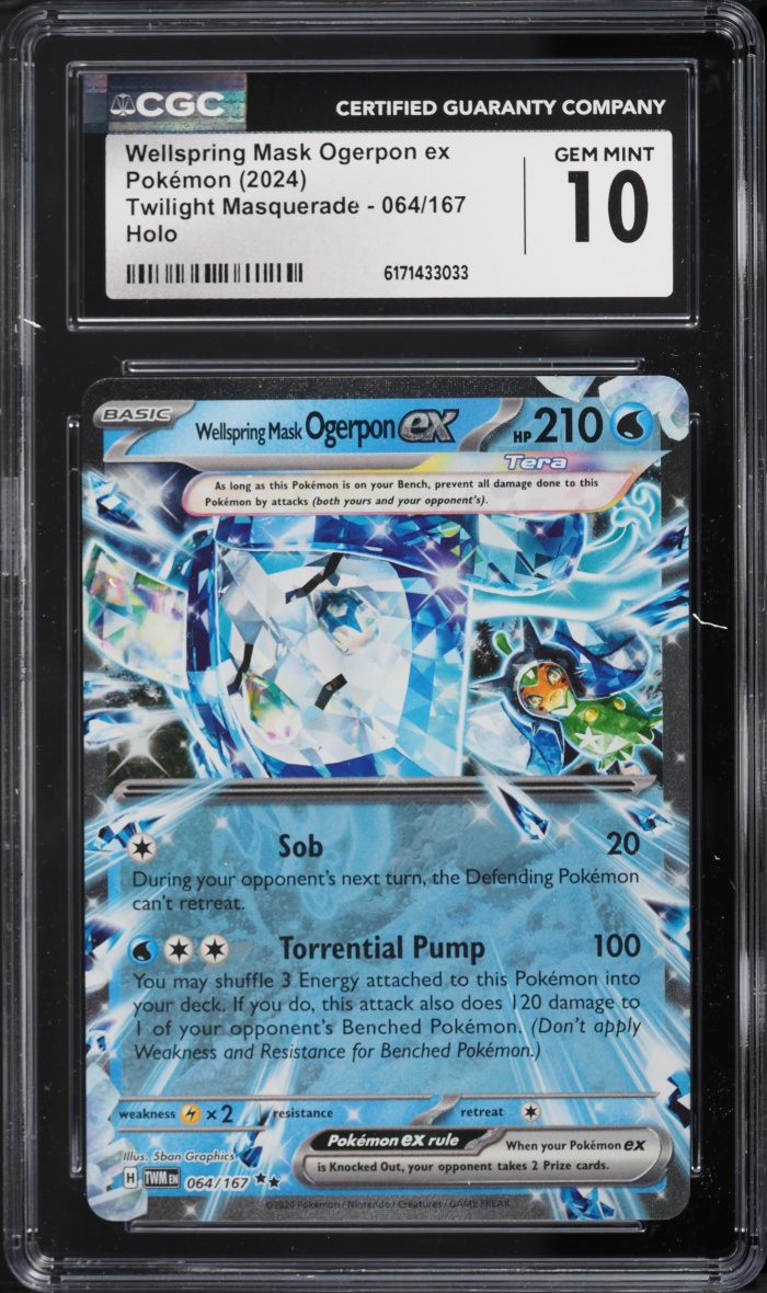 2024 Pokemon SV Twilight Masquerade Holo Wellspring Mask Ogerpon Ex #64 CGC 10 GEM MINT
