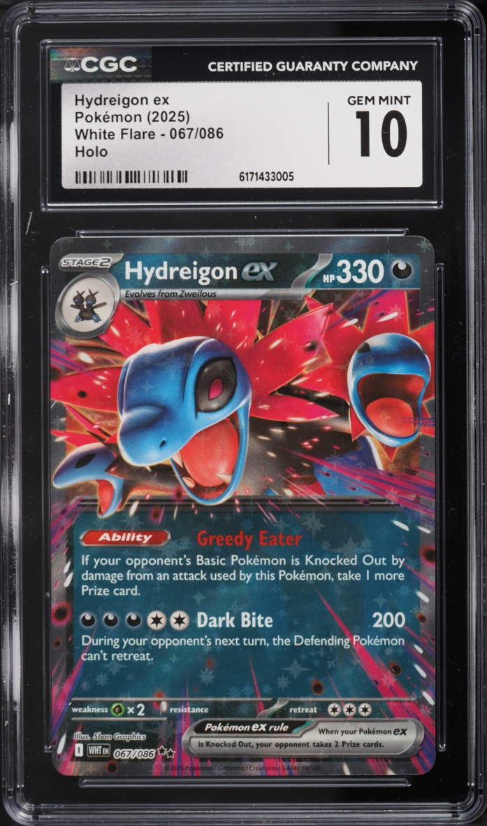 2025 Pokemon Scarlet & Violet White Flare Holo Hydreigon Ex #67 CGC 10 GEM MINT