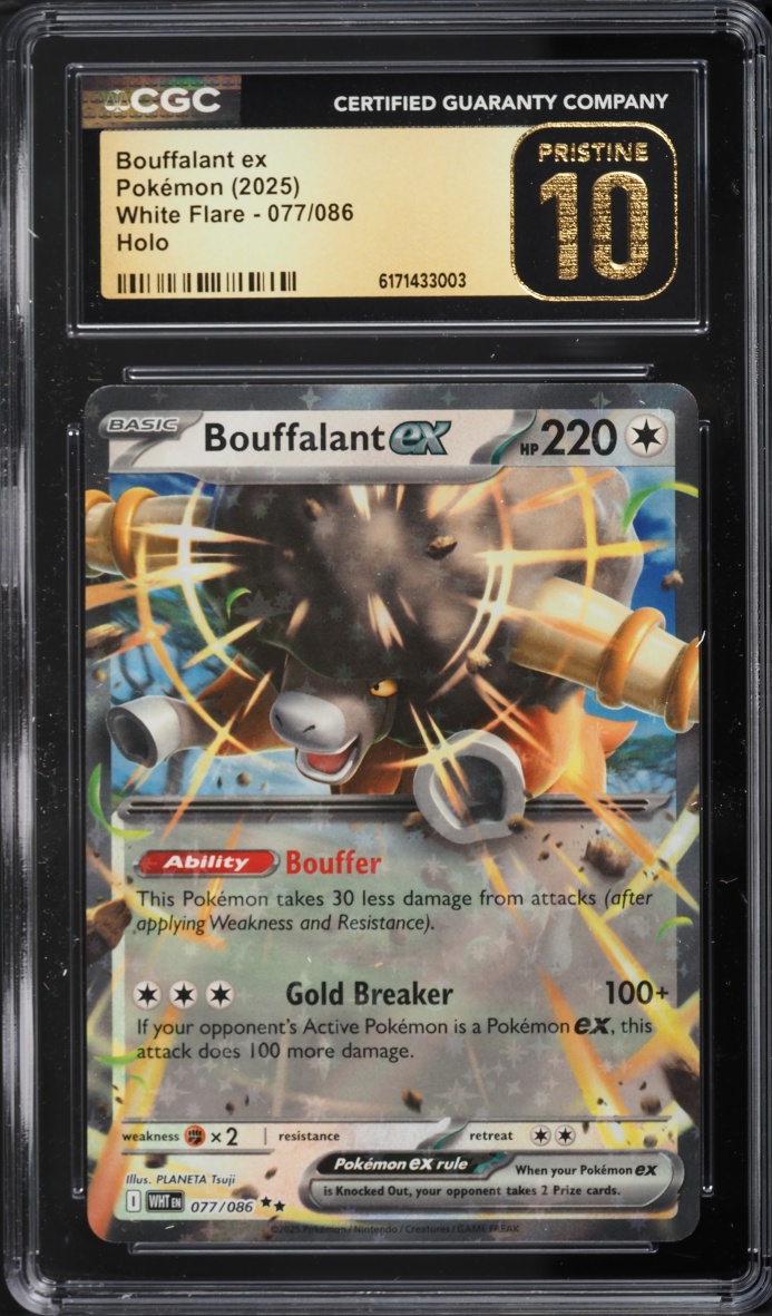 2025 Pokemon Scarlet & Violet White Flare Holo Bouffalant Ex #77 CGC 10 PRISTINE
