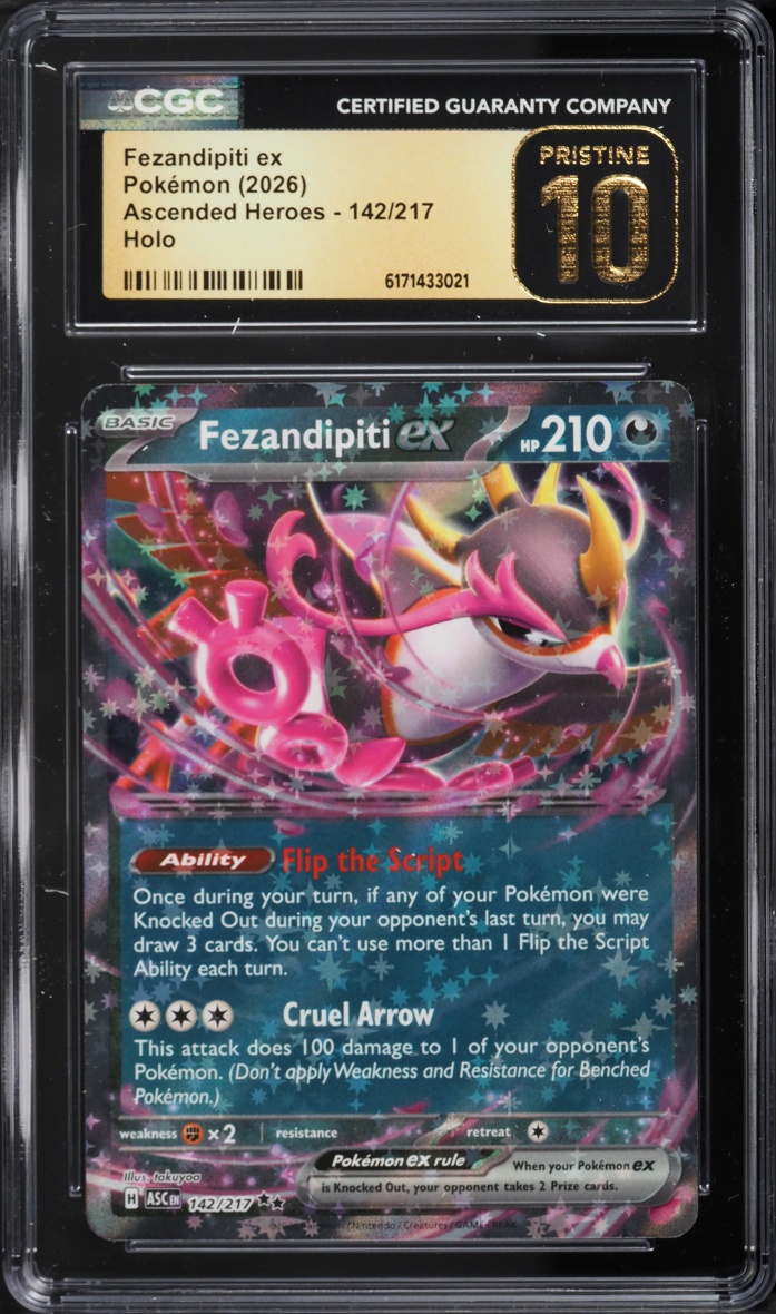 2026 Pokemon Mega Evolution Ascended Heroes Holo Fezandipiti Ex #142 CGC 10 PRISTINE
