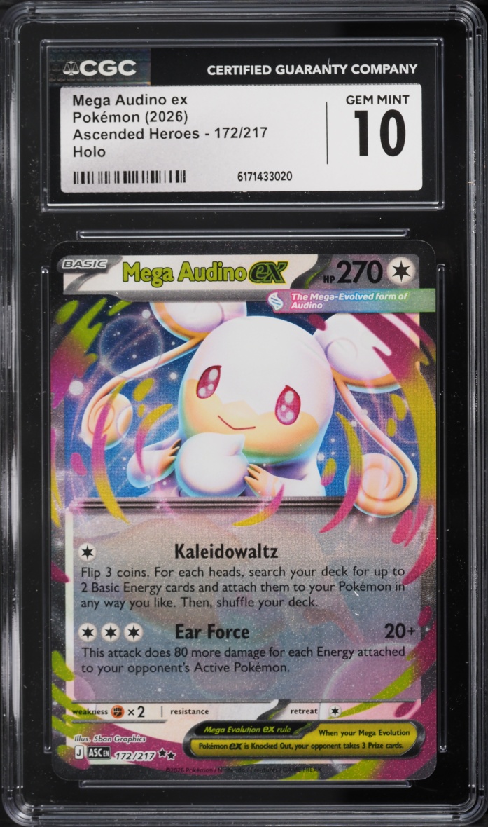 2026 Pokemon Mega Evolution Ascended Heroes Holo Mega Audino Ex #172 CGC 10 GEM MINT
