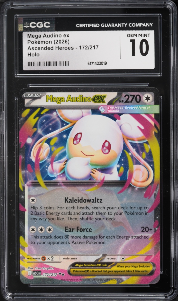 2026 Pokemon Mega Evolution Ascended Heroes Holo Mega Audino Ex #172 CGC 10 GEM MINT