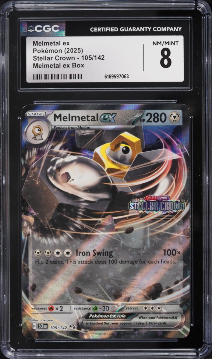 2025 Pokemon Scarlet & Violet Stellar Crown Box Holo Melmetal ex #105 CGC 8 NM-MT
