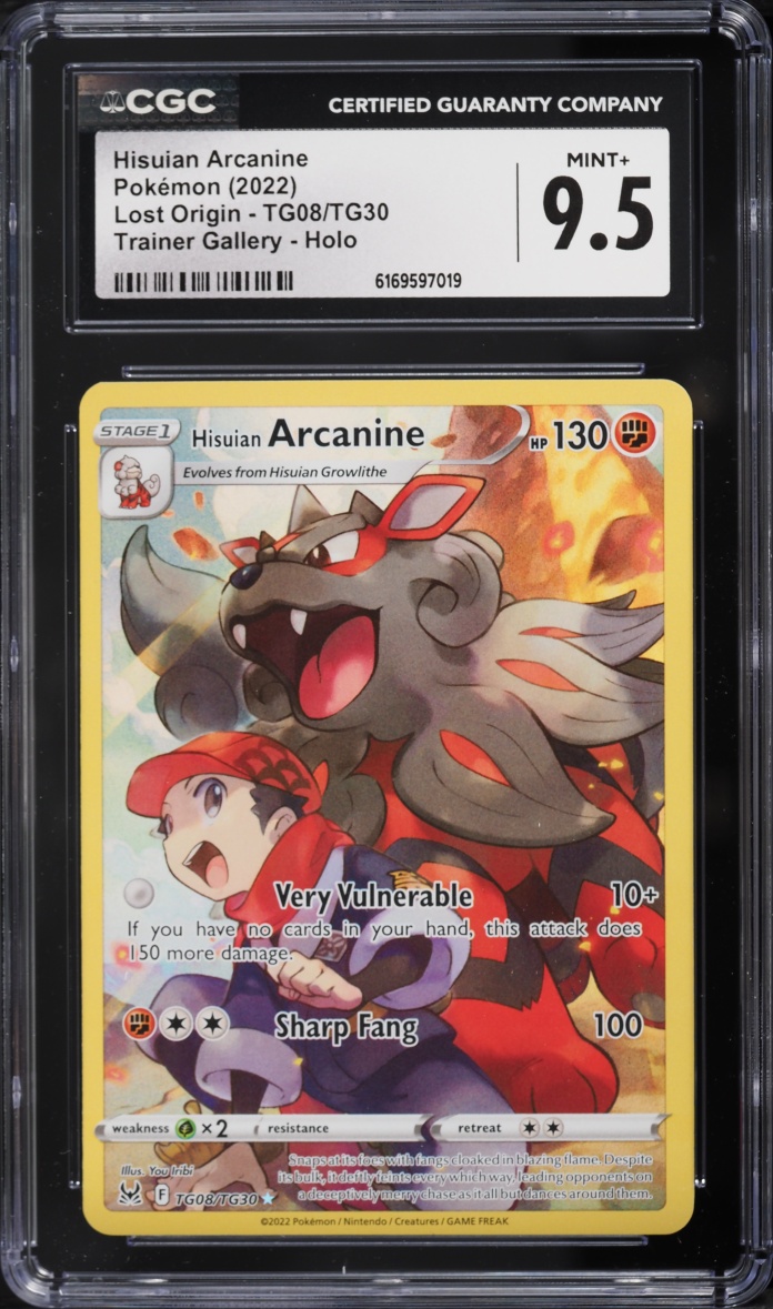 2022 Pokemon SWSH Lost Origin Trainer Gallery CHR Hisuian Arcanine #TG08 CGC 9.5 MINT+