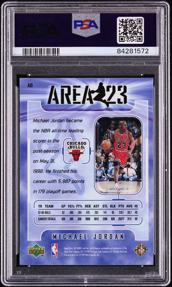 1998 Upper Deck Ionix Area 23 Michael Jordan #A10 PSA 10 GEM MINT