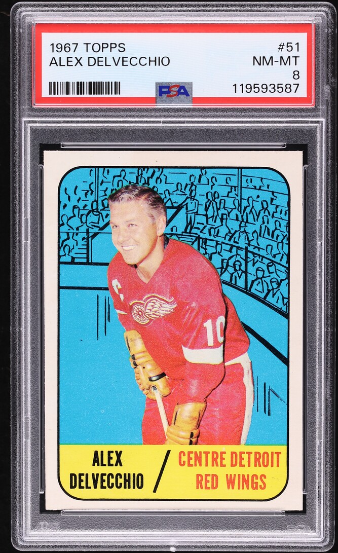 1967 Topps Hockey Alex Delvecchio #51 PSA 8 NM-MT