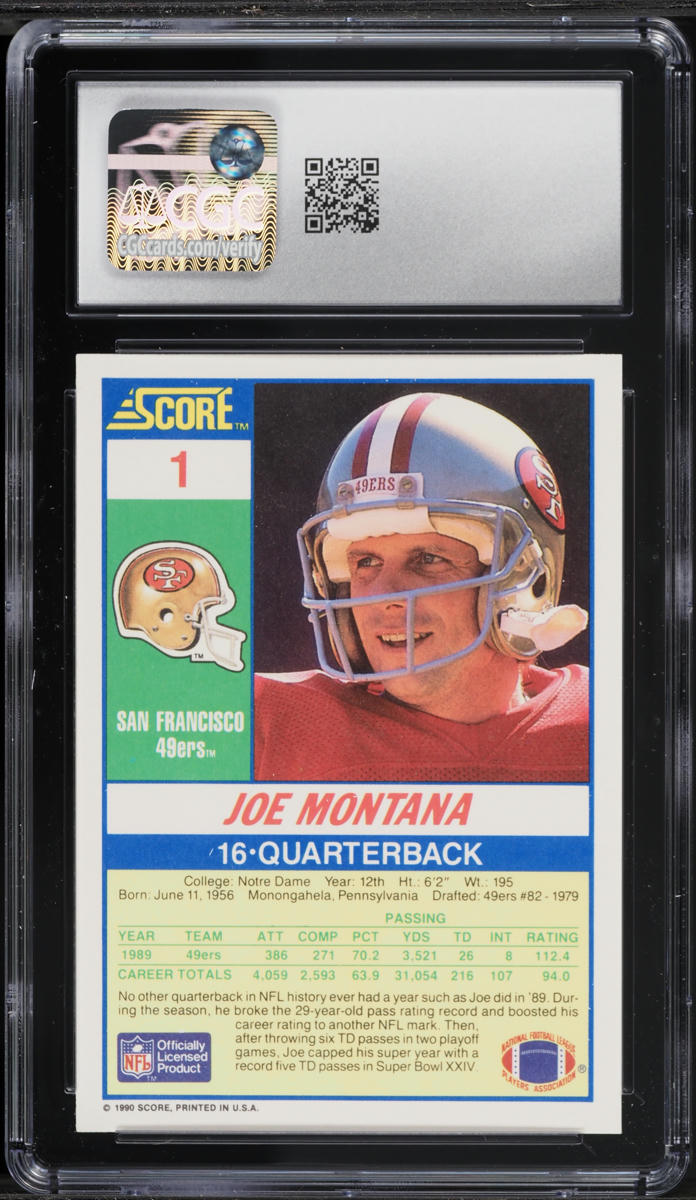 1990 Score Football Joe Montana #1 CGC 8.5 NM-MT+