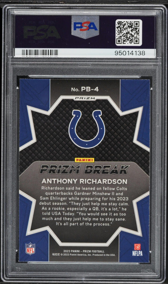 2023 Panini Prizm Break Silver Anthony Richardson ROOKIE #PB4 PSA 10 GEM MINT